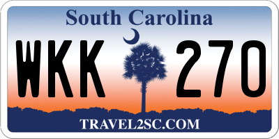 SC license plate WKK270