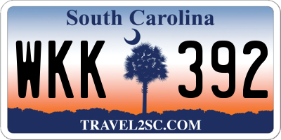 SC license plate WKK392