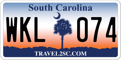 SC license plate WKL074
