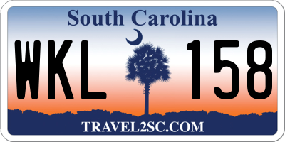 SC license plate WKL158