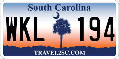 SC license plate WKL194