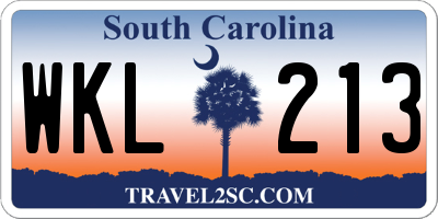 SC license plate WKL213