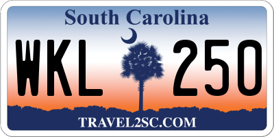 SC license plate WKL250