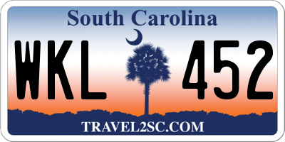 SC license plate WKL452