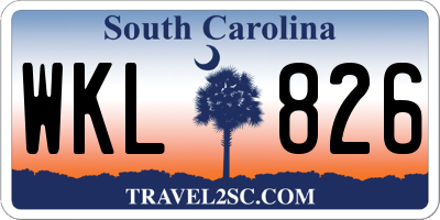 SC license plate WKL826
