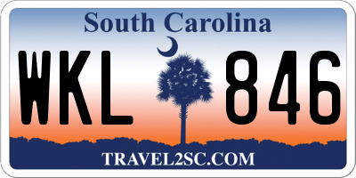 SC license plate WKL846