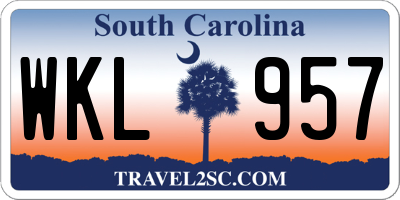 SC license plate WKL957