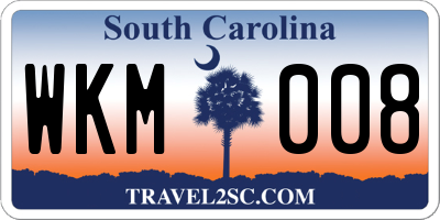 SC license plate WKM008