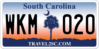 SC license plate WKM020