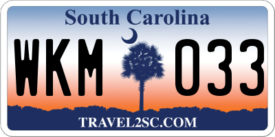 SC license plate WKM033