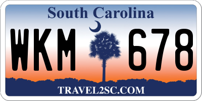 SC license plate WKM678