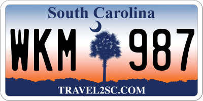SC license plate WKM987