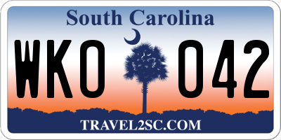 SC license plate WKO042