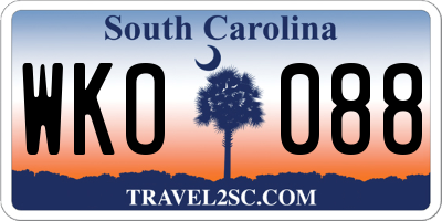 SC license plate WKO088