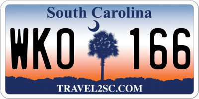 SC license plate WKO166
