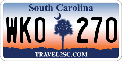 SC license plate WKO270