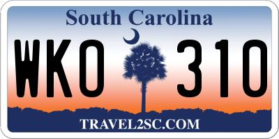 SC license plate WKO310