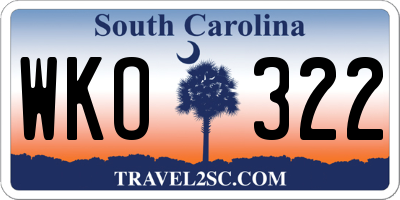 SC license plate WKO322