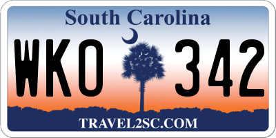 SC license plate WKO342
