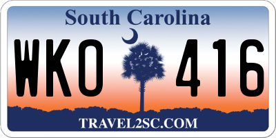 SC license plate WKO416