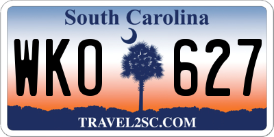 SC license plate WKO627