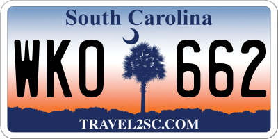 SC license plate WKO662