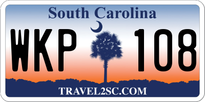 SC license plate WKP108