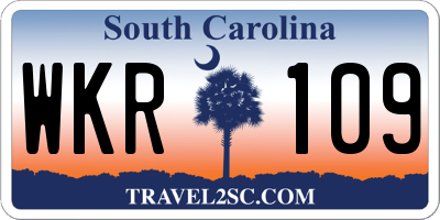 SC license plate WKR109