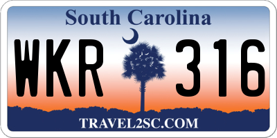SC license plate WKR316