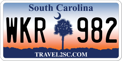 SC license plate WKR982