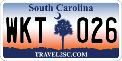 SC license plate WKT026