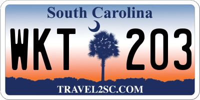 SC license plate WKT203