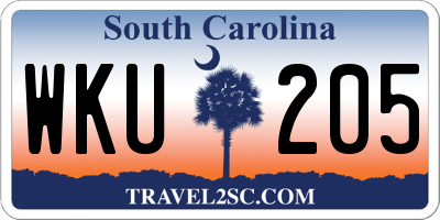 SC license plate WKU205