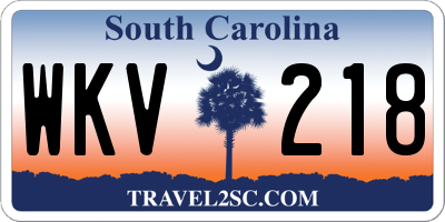 SC license plate WKV218