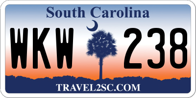 SC license plate WKW238