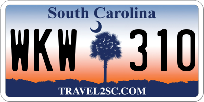 SC license plate WKW310