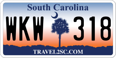 SC license plate WKW318