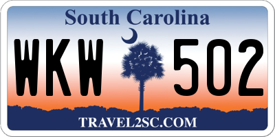 SC license plate WKW502