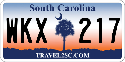 SC license plate WKX217