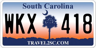 SC license plate WKX418