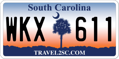 SC license plate WKX611