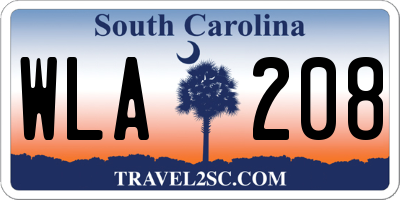 SC license plate WLA208