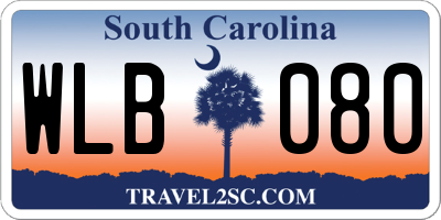 SC license plate WLB080