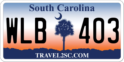 SC license plate WLB403