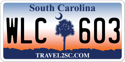 SC license plate WLC603
