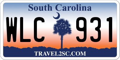 SC license plate WLC931