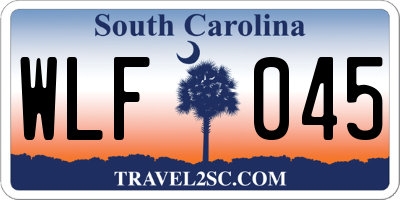 SC license plate WLF045