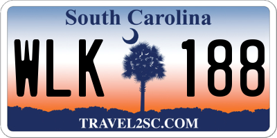 SC license plate WLK188