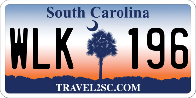 SC license plate WLK196