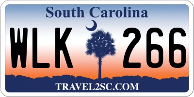 SC license plate WLK266